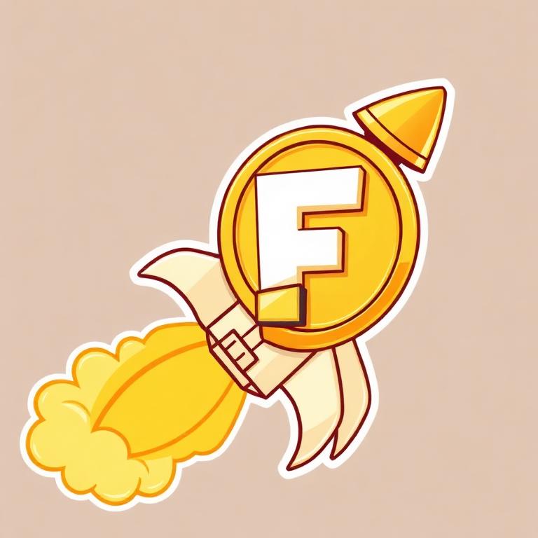 Fartecoin riding a rocket with a gold cloud trail